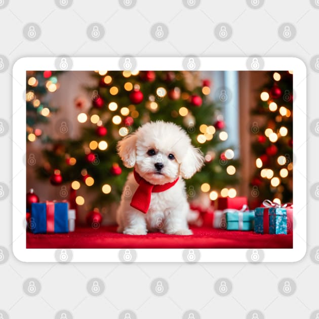 Bichon Frise Puppy Dog Christmas Sticker by nicecorgi